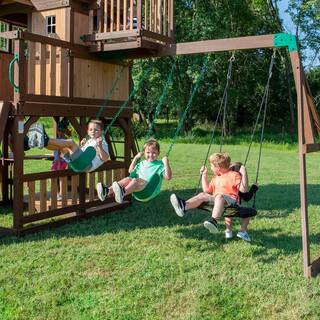 Backyard Discovery Skyfort All Cedar Wooden Swing Set with Tube Slide 2001015COM