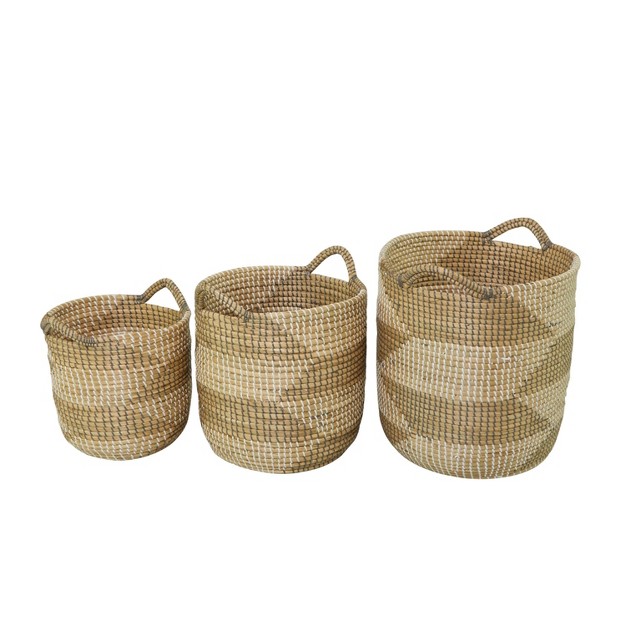 Set Of 3 Seagrass Storage Baskets Natural Olivia amp May