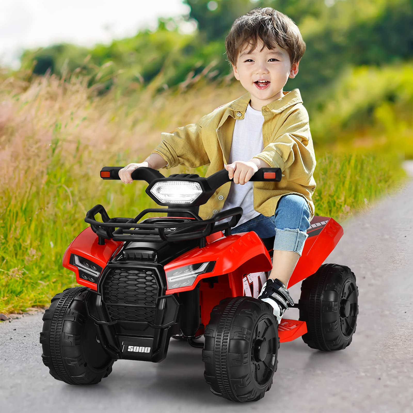 Costzon Kids ATV, 6V Battery Powered Electric Vehicle w/ LED Light