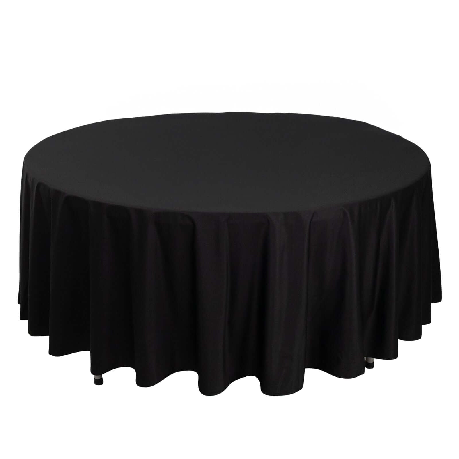 Black Premium Scuba Round Tablecloth, Wrinkle Free Seamless Polyester Tablecloth - 108