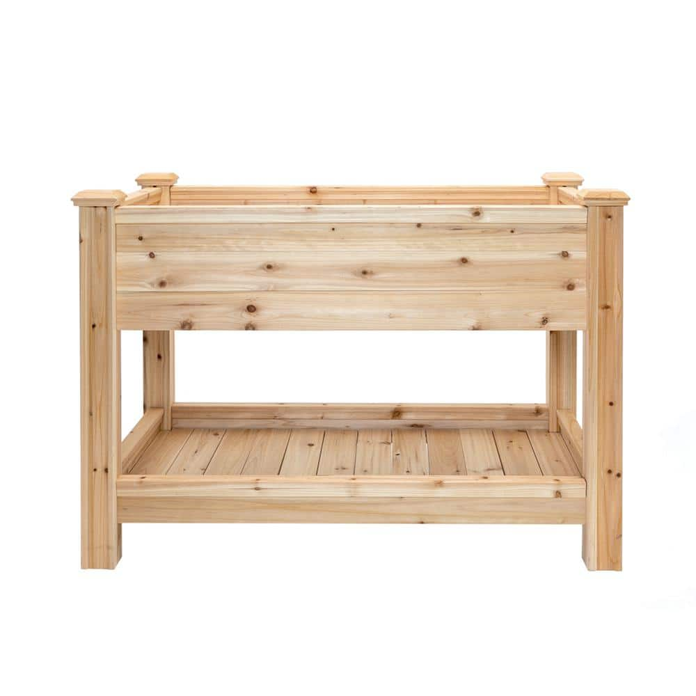 Outdoor Essentials Heirloom 2 ft. x 4 ft. Cedar Elevated Garden Planter with Shelf (Tool Free) 472545