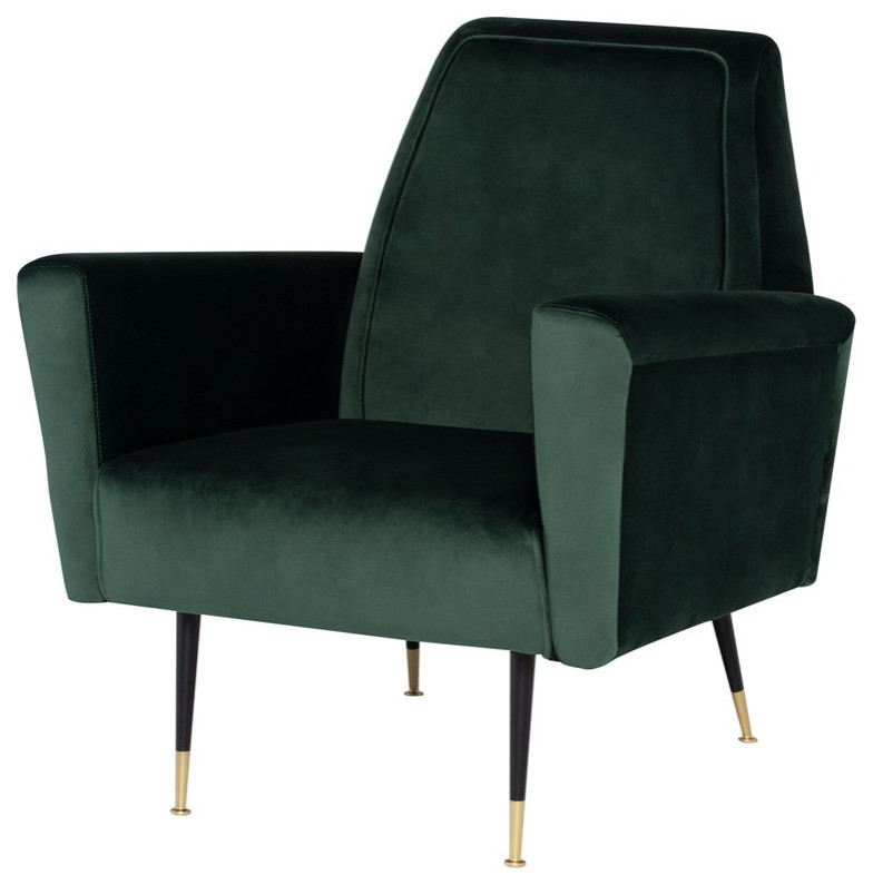 Ramsay Occasional Chair emerald green velour seat matte black   Midcentury   Armchairs And Accent Chairs   by Virgil Stanis Design  Houzz