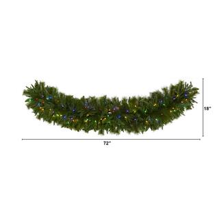 6 ft. x 18 in. Pre-Lit Christmas Pine Extra Wide Artificial Garland with 100 Multi-Colored LED Lights 4460