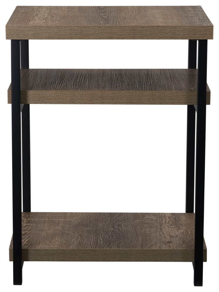 Jamestown Console Sofa Table Ashwood Rustic Wood Grain and Black Metal   Industrial   Side Tables And End Tables   by Household Essentials  Houzz