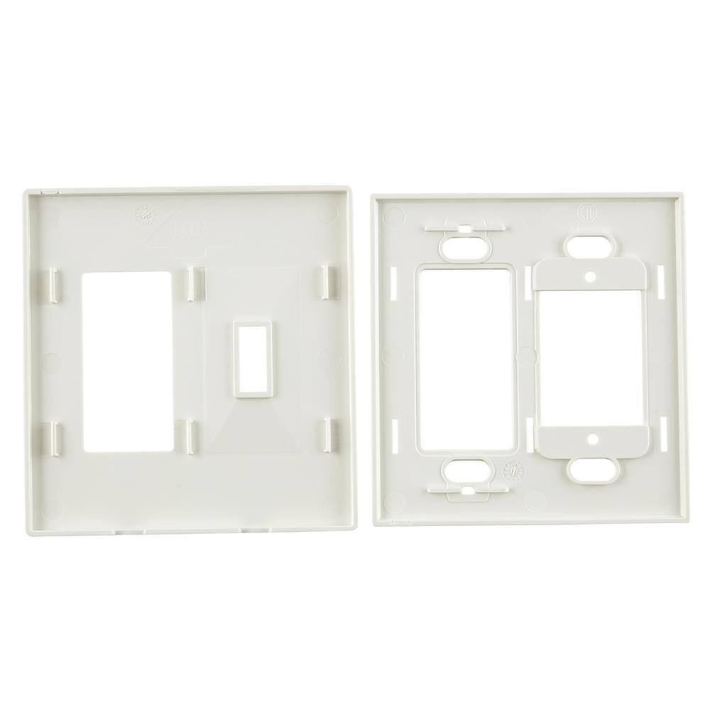 Hampton Bay Maple Hill 2-Gang 1-Toggle 1-DecoratorRocker Wall Plate - White 805484