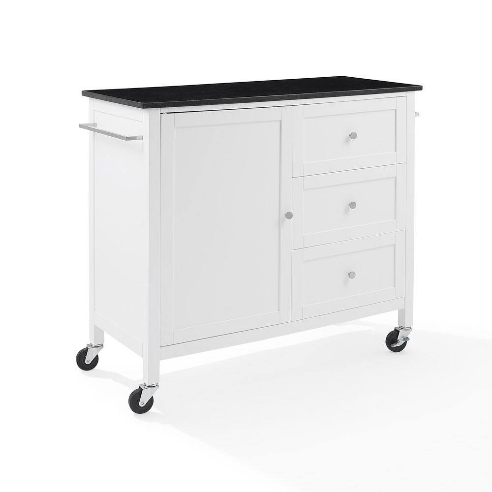 CROSLEY FURNITURE Soren White Kitchen Island with Black Granite Top KF30090BG-WH