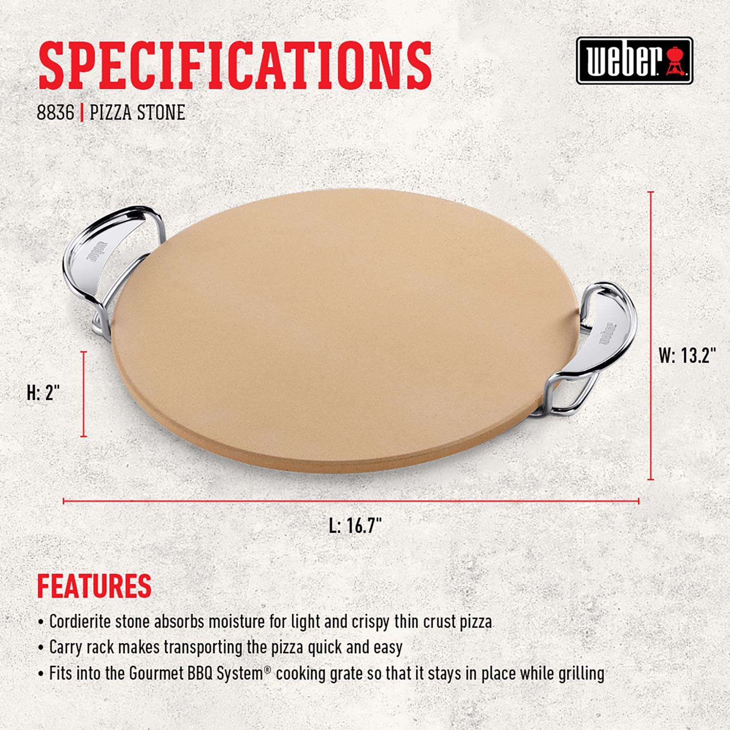 Weber Gourmet BBQ System Ceramic Beige Grill Pizza Stone 1