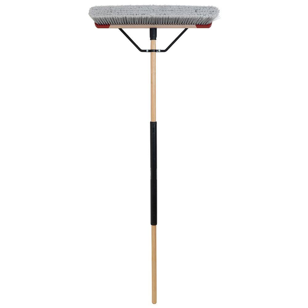 HARPER 24 in. Premium Indoor HardwoodSteel Handle Push Broom for Sand Saw Dust Wood Shavings and Pet Hair 20201014