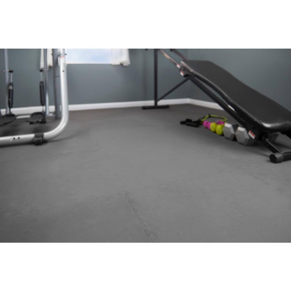 TrafficMaster BlackGray 24 in. x 24 in. x 0.47 in. Foam Dual Sided Gym Floor Tiles (4 TilesPack (16 sq. ft.) 24120HDUS