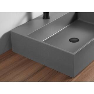 SERENE VALLEY 26 in. Single Faucet Hole Wall-Mount Install or On Countertop Bathroom Sink in Matte Gray SVWS601-26GR