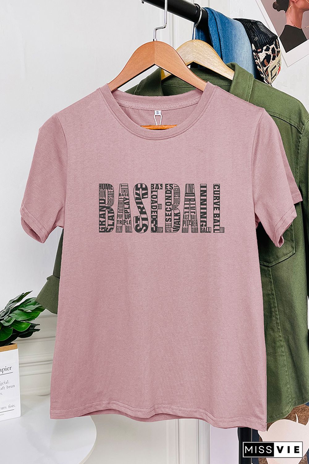 Baseball Word Art Graphic Tee Wholesale