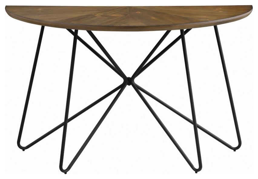 Brinnon Semicircle Sofa Table Dark Brown and Black   Modern   Console Tables   by Modon  Houzz