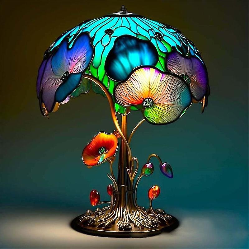 Creative Vintage Table Lamp Colorful Resin Desk Lights Retro Flower Mushroom Led Lighting Atmosphere Bedside Bedroom Room Decor