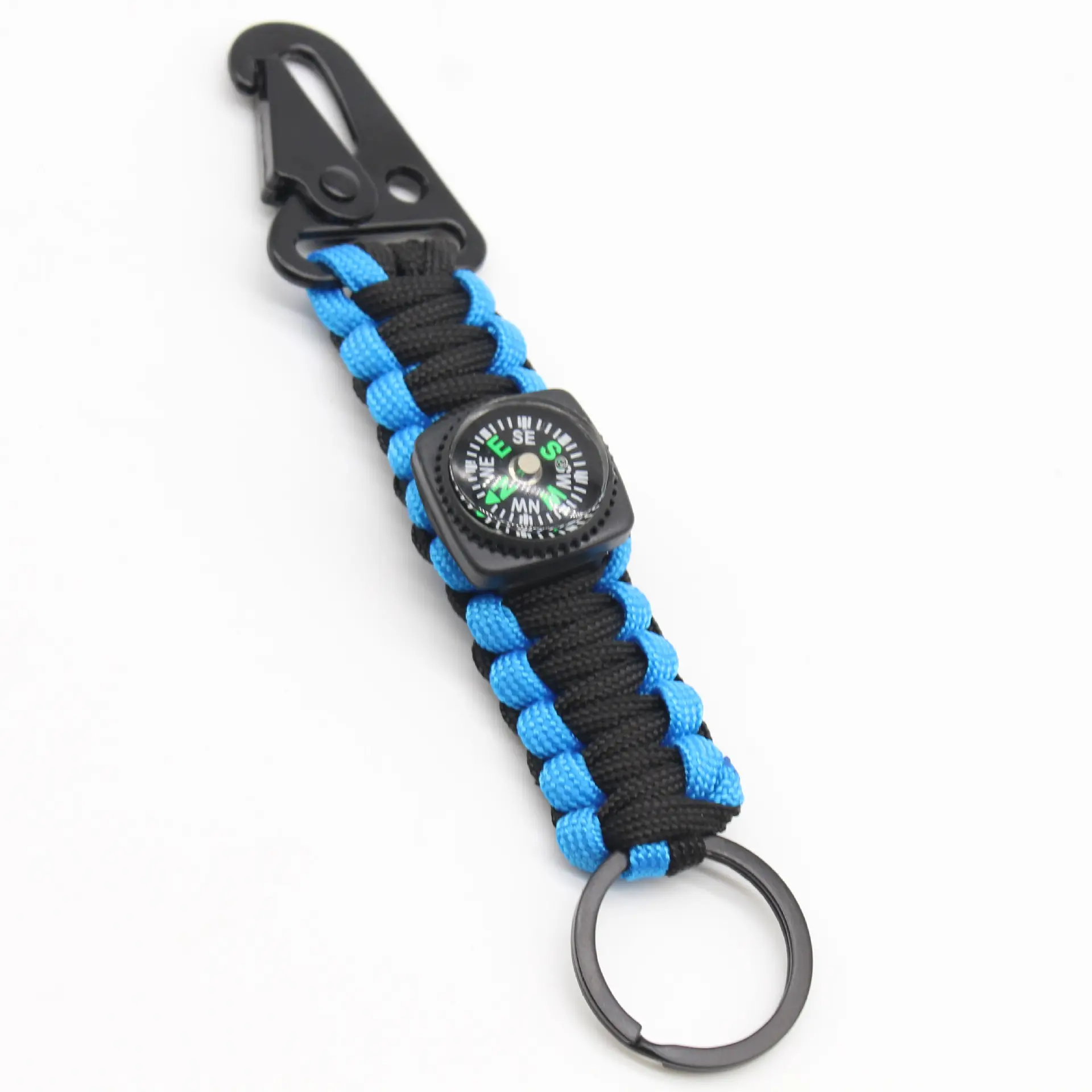 Camping Hiking EDC Tool Survival  Outdoor Sports Paracord Nylon Keychain with Compass Keyring