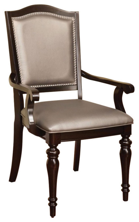 Harrington Transitional Arm Chair With Pvc  Cherry  Set Of 2   Traditional   Dining Chairs   by Global Discount Store LLC  Houzz