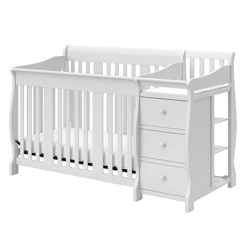 Bowery Hill Traditional Wood 4-in1 Crib & Changer Combo in White