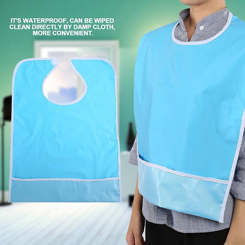 Waterproof Adult Elder Mealtime Eating Bib Clothes Clothing Protector Dining Aid Light Blue