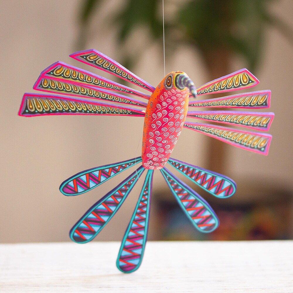 Novica Handmade Hummingbird Fancy Wood Alebrije Figurine