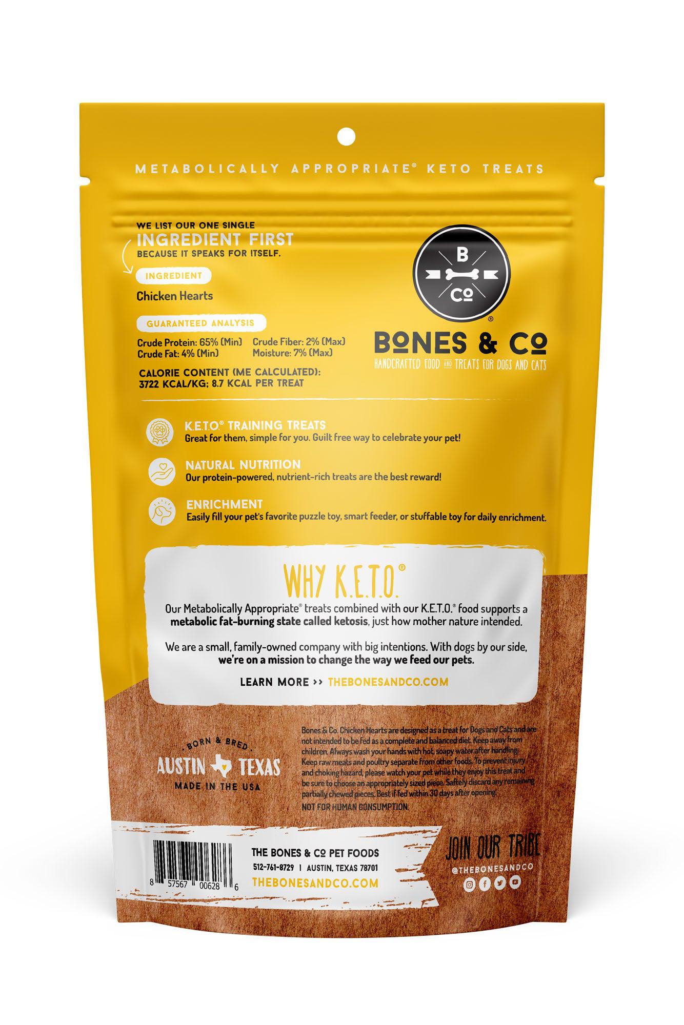 Bones and Co Chicken Hearts Freeze-Dried Dog Treats