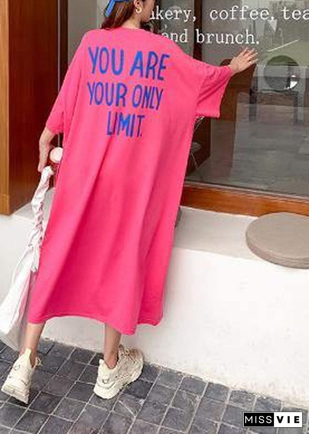 Plus Size Rose Graphic Cotton Long sleeve Summer Long Dresses