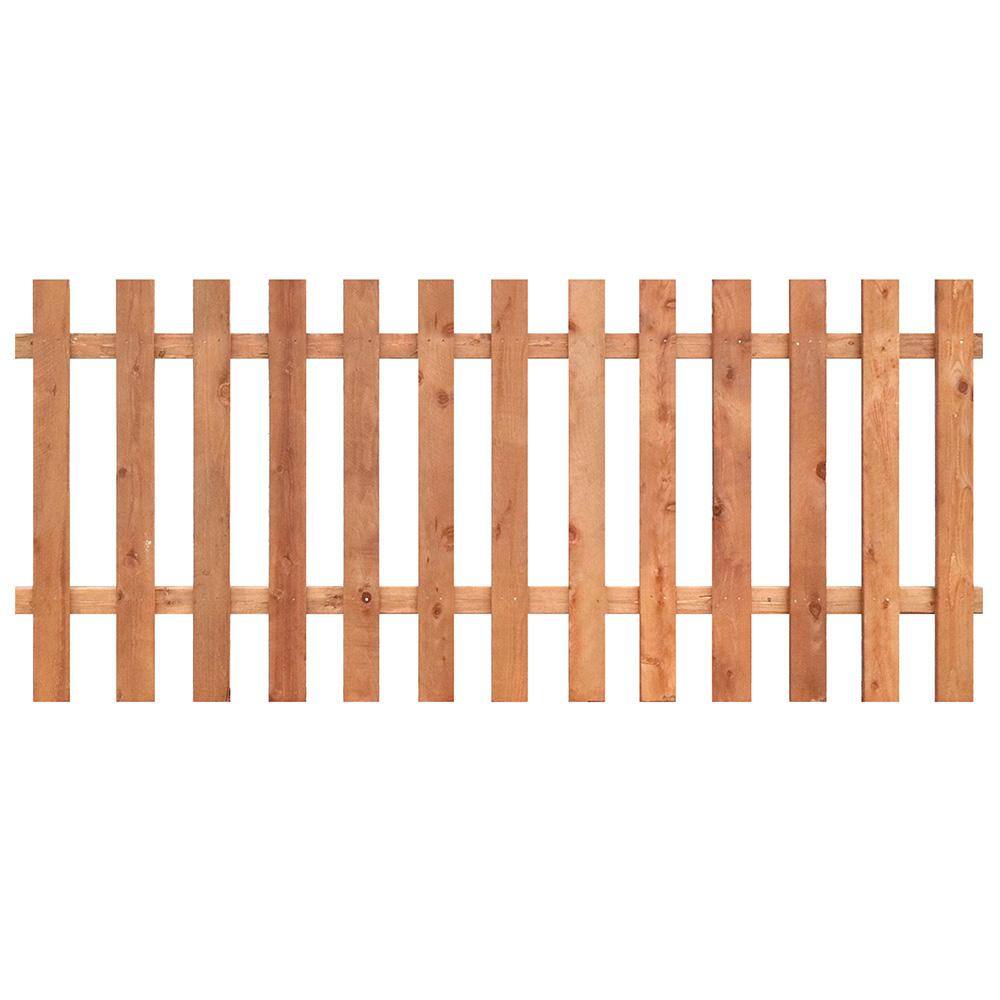 Outdoor Essentials 3-12 ft. x 8 ft. Western Red Cedar Spaced Picket Flat Top Fence Panel Kit 241286