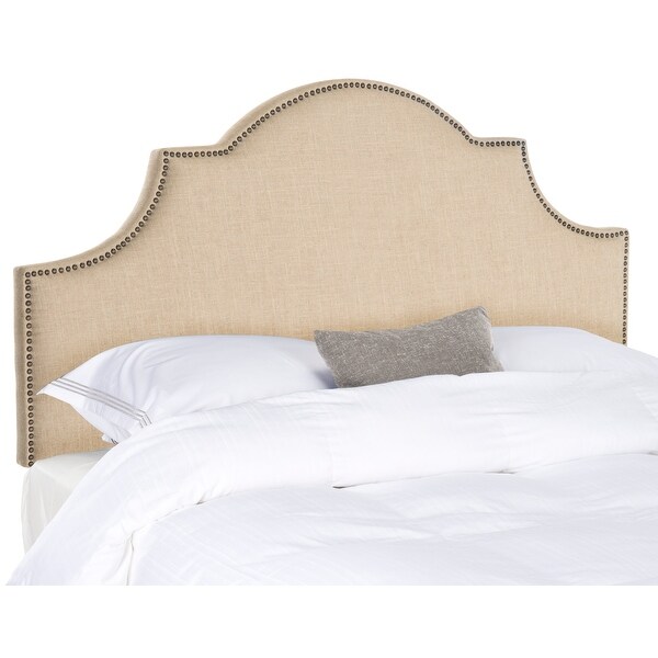 Safavieh Hallmar Hemp Linen Upholstered Arched Headboard - Brass Nailhead (King) - - 9529858