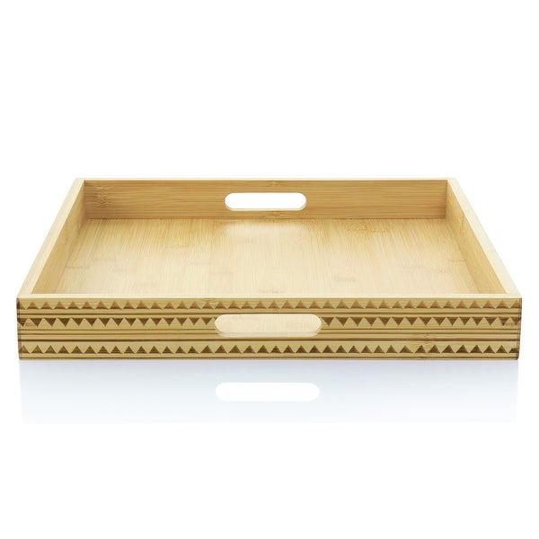 15 Inch Wood Serving Tray with Built-in Handles