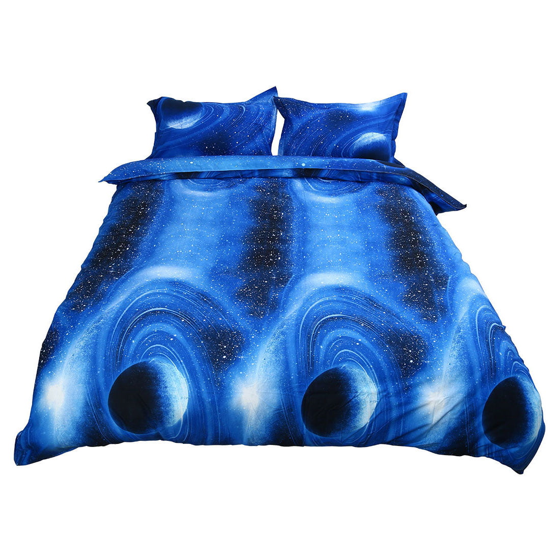 3 Pieces Galaxy Duvet Cover Bedding Set 3D Printed Quilt Cover Royal Blue Queen