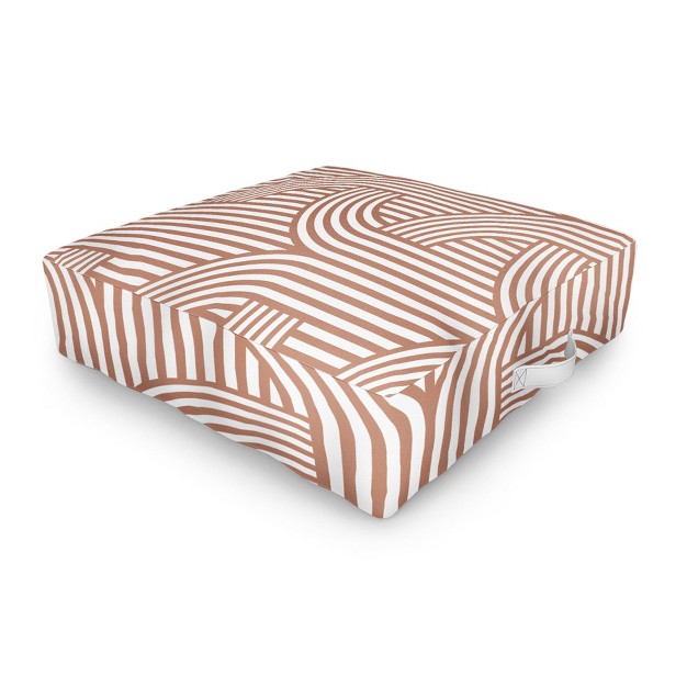 Marta Barragan Camarasa Terracotta Retro Lines Outdoor Floor Cushion Deny Designs