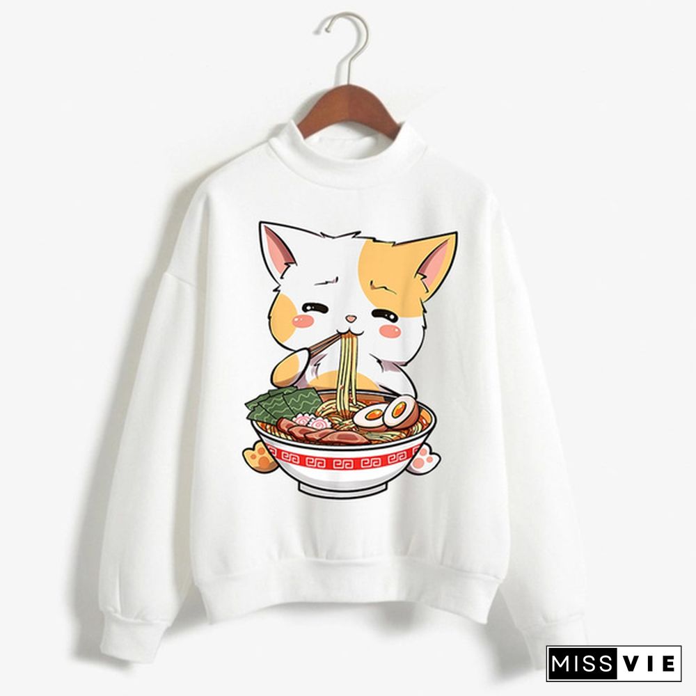 New Japanese Ramen Pullover Sweatshirt Fashion Long Sleeve Tops Women Men Autumn Winter Clothing