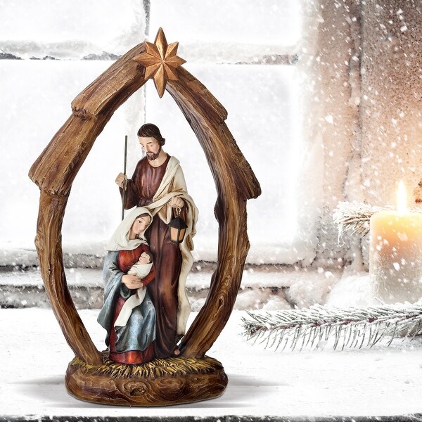 12 Resin Holy Family In Arch W/Star