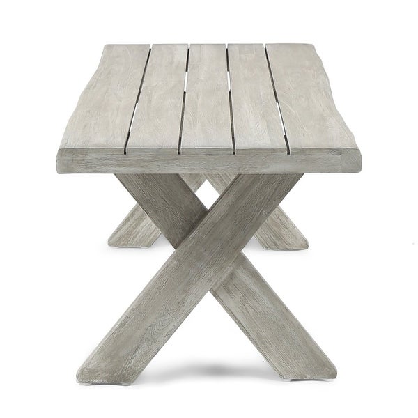 Eden Outdoor Acacia Wood Coffee Table， Light Grey