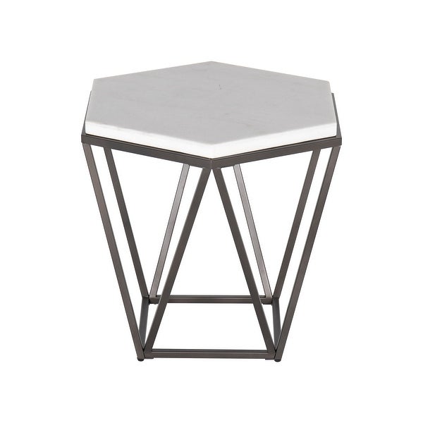 Porch and Den Crandall White Marble Top End Table