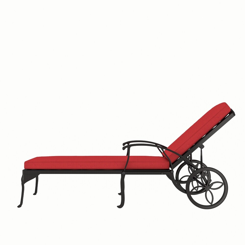 Clihome Antique Bronze Aluminum Reclining Outdoor Chaise Lounge