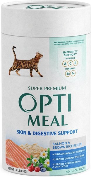 Optimeal Skin and Digestive Support Salmon and Brown Rice Recipe Dry Cat Food