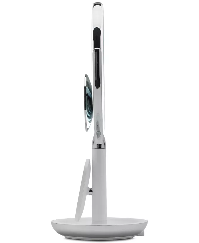 Sharper Image SpaStudio Vanity 8-inch Mirror with Built-In Qi Wireless Phone Charger  5X and 10X Magnification