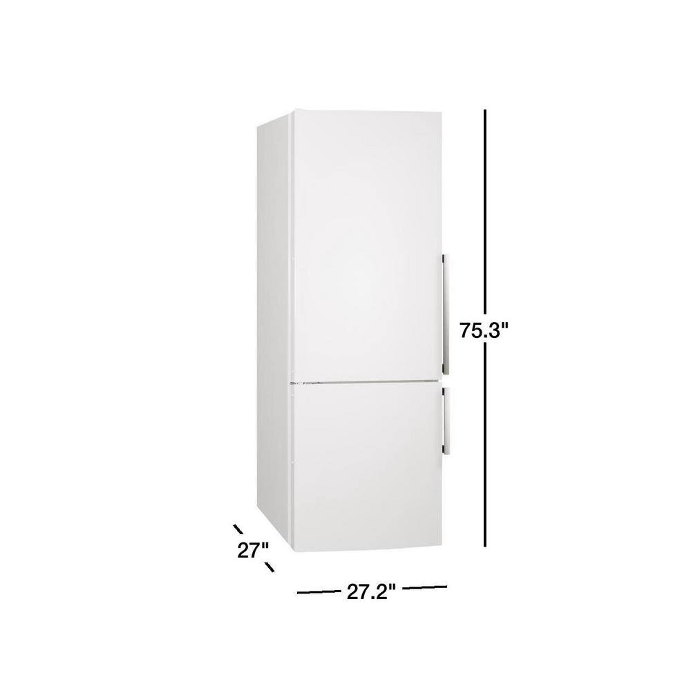 Summit Appliance 27 in. 16.8 cu. ft. Bottom Freezer Refrigerator in White Counter Depth FFBF281WLHD