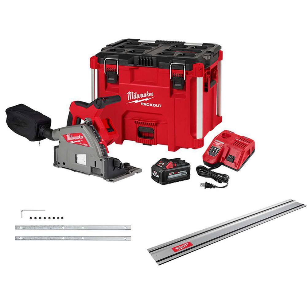 MW M18 FUEL 18V Li-Ion Brushless Cordless 6-12 in. Plunge Track Saw Kit w55 in. Track Saw Guide Rail  Track Connector 2831-21-48-08-0571-48-08-0574