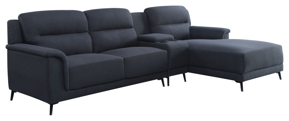 Walcher Storage Sectional Sofa  Gray Linen   Midcentury   Sectional Sofas   by Acme Furniture  Houzz