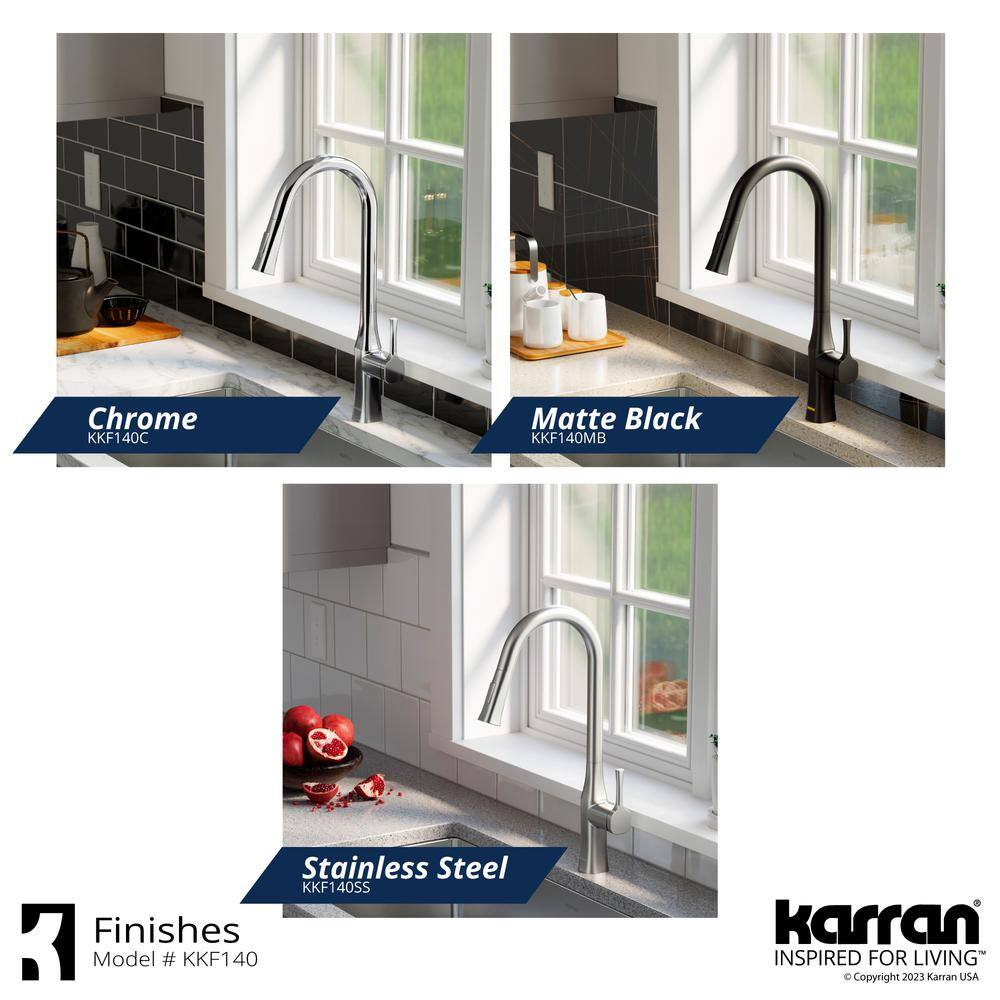 Karran Standerton Single Handle Pull-Down Sprayer Kitchen Faucet in Matte Black KKF140MB