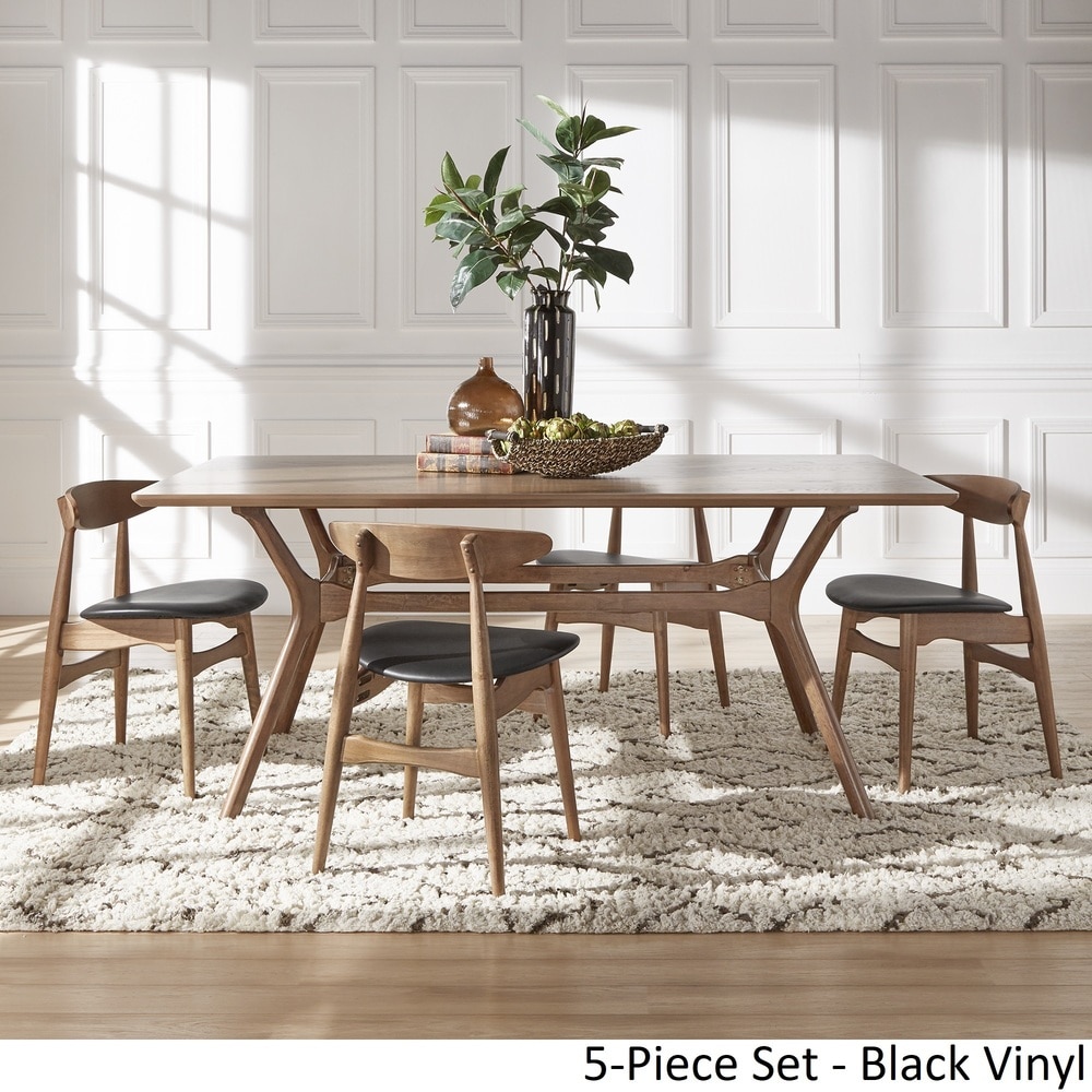 Nadine Dark Walnut Finish Rectangular Dining Set   Curved Back Chairs by iNSPIRE Q Modern