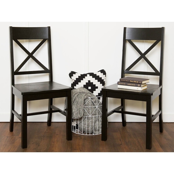 Traditional Wood Dining Chairs， Set of 2， Antique Black