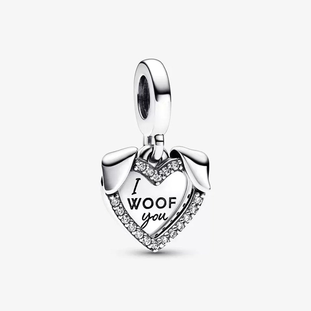 PANDORA  Heart & Dog Double Dangle Charm