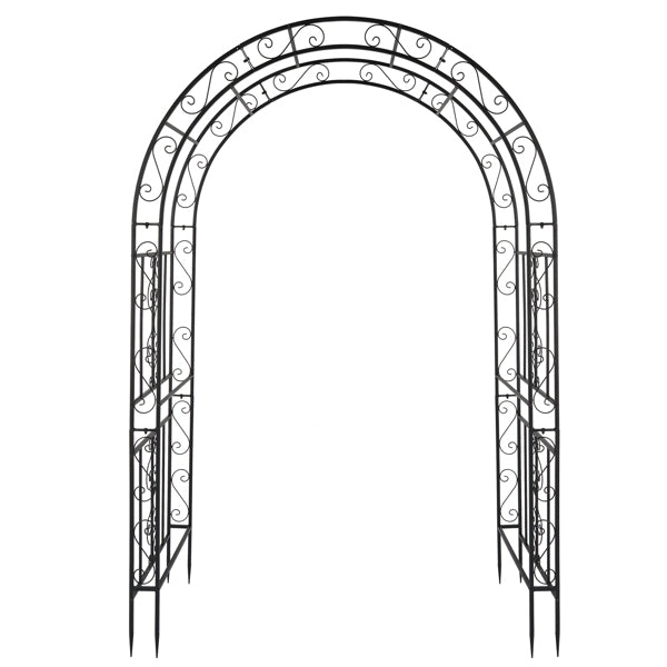 Fithood 134*59*213cm Double Layer Iron Art Arc Top Iron Arch Black