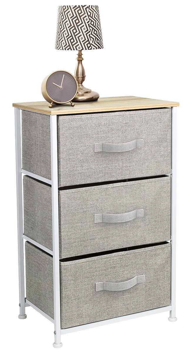 Sorbus Nightstand with 3 Drawers - Bedside Furniture and Accent End Table Storag