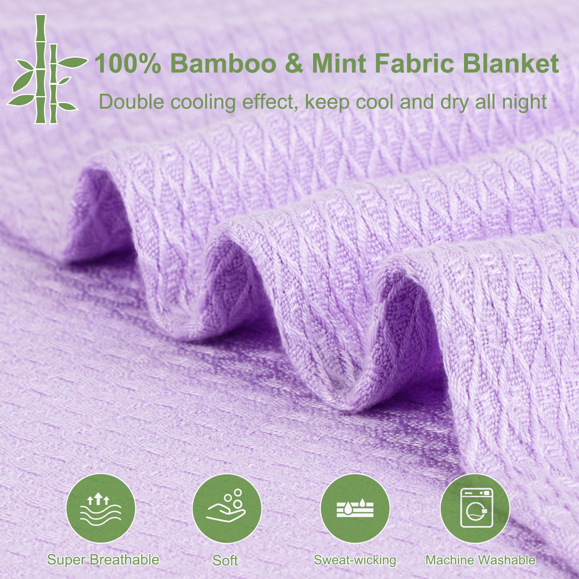 PiccoCasa Bamboo Fiber Blanket Cooling Breathable Bed Blanket Lavender Twin