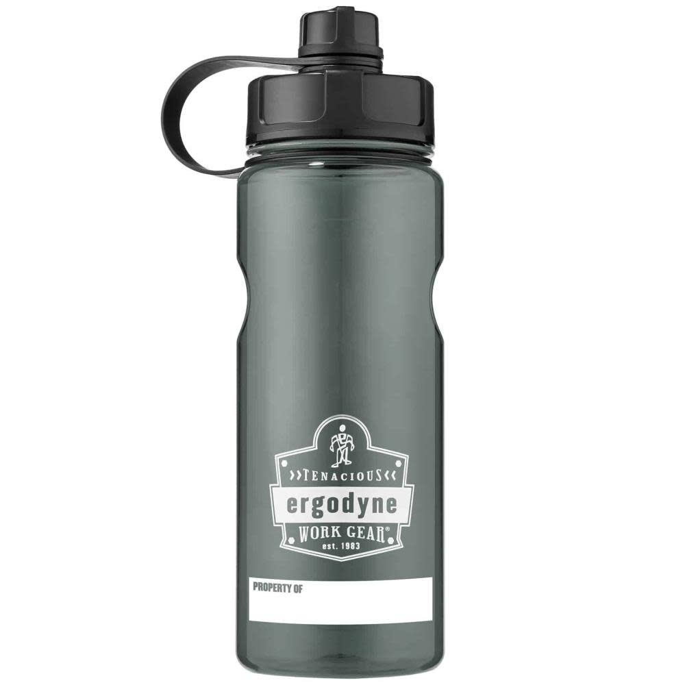 Ergodyne Chill Its 5151 Water Bottle Plastic Wide Mouth Black 1 Liter