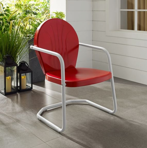 Griffith Outdoor Metal Armchair Bright Red Gloss   Contemporary   Outdoor Lounge Chairs   by Kolibri Decor  Houzz