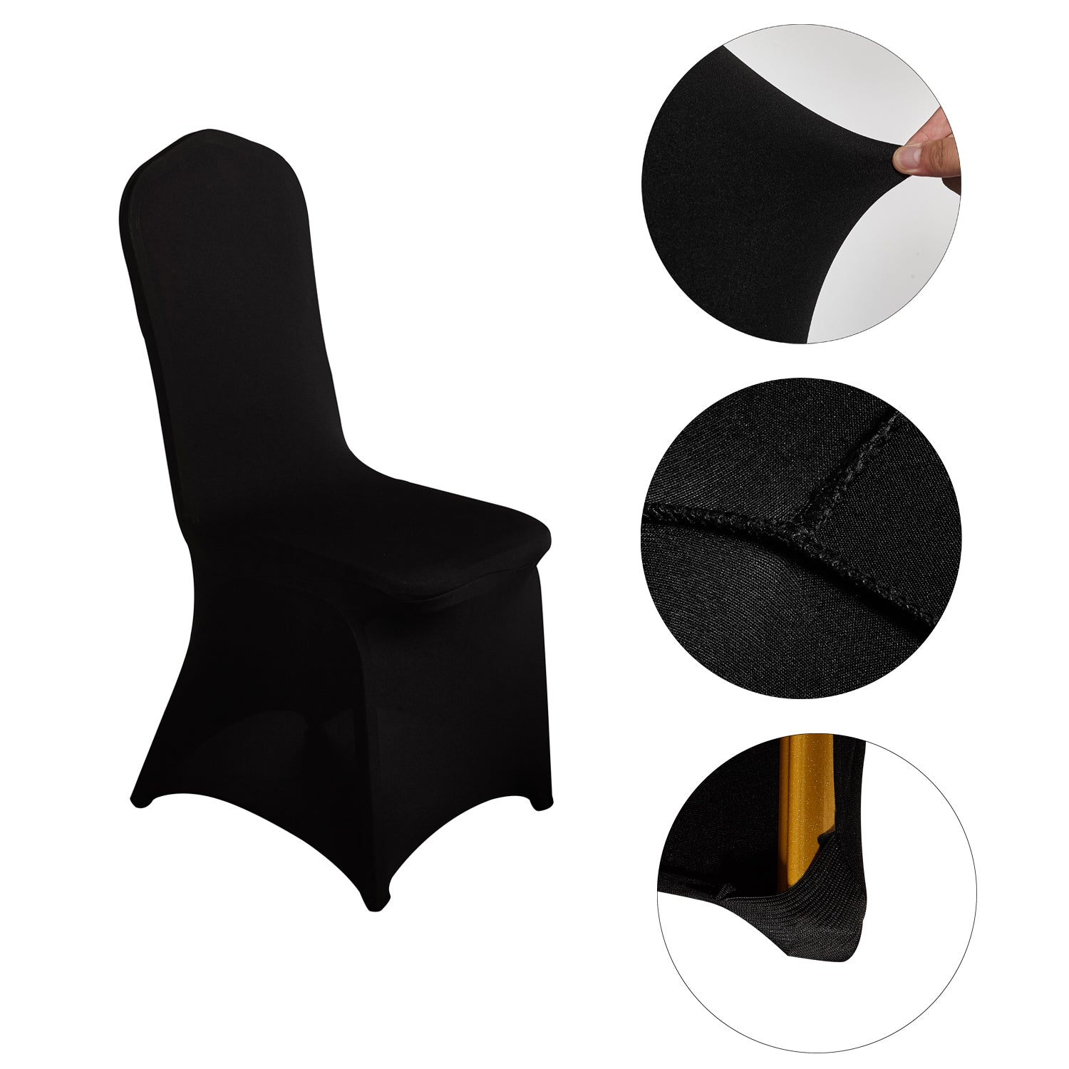 50pcs Stretch Spandex Chair Cover for Wedding Party Dining Banquet Event (Black, 50)