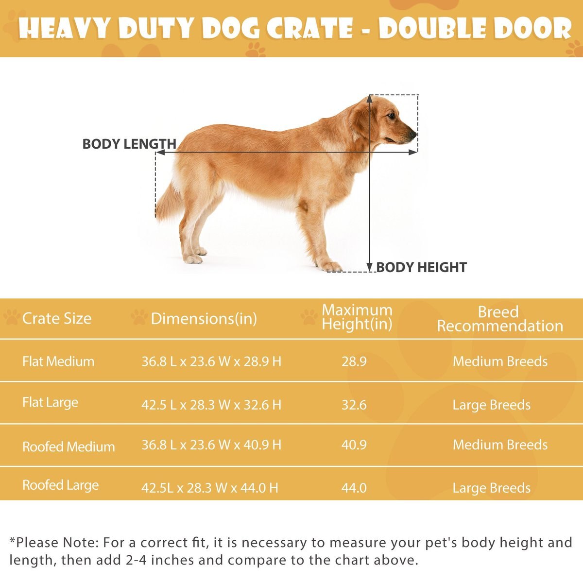 Coziwow by Jaxpety Double Door Heavy Duty Dog Crate and Removable Pan